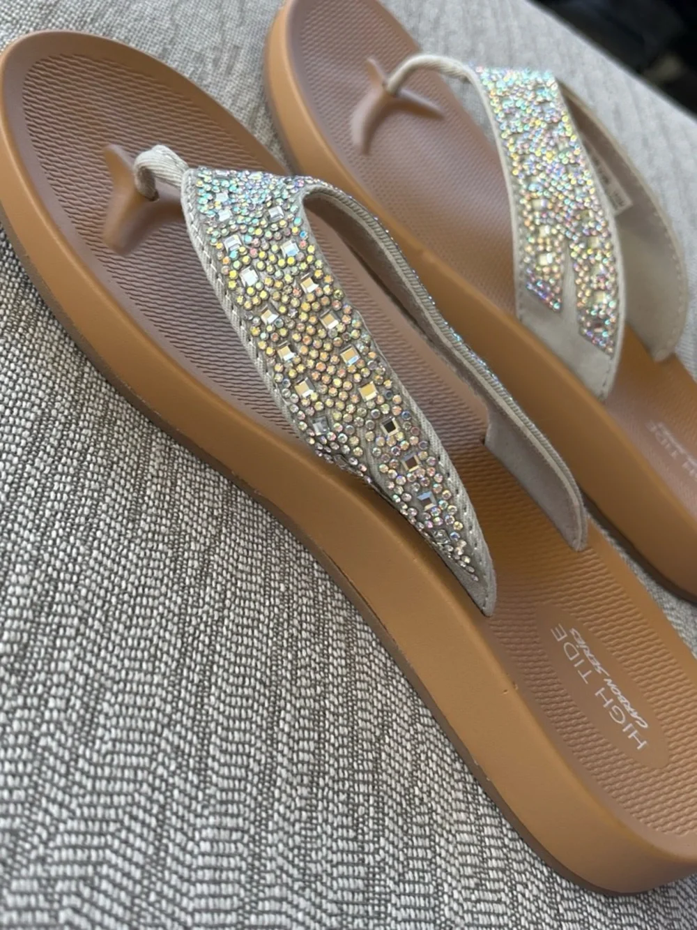 Womens Sparkle Straps Flip Flops